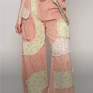 POL NWOT Women’s Pink Patchwork Wide-Leg Pants